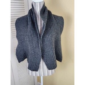Gap 100% Lamb's Wool Gray  Solid‎ Ribbed Wide Winter Neck Scarf -Emo Y2K Gothic
